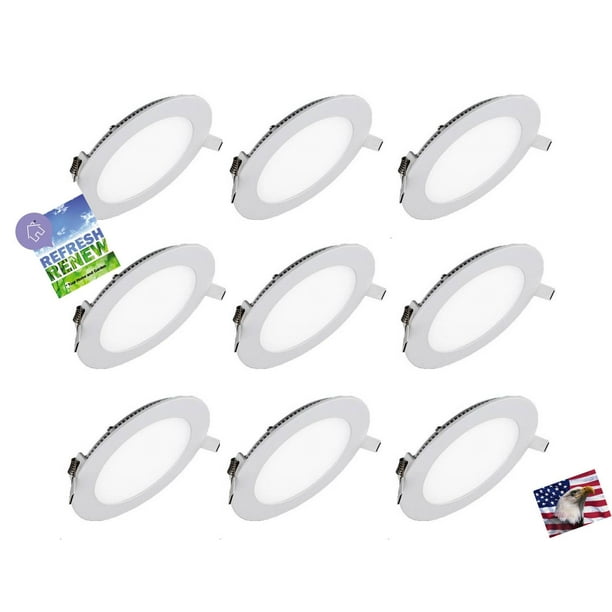 Cool White 6500K About 2.5 in Hole 85V-265V iLett 9 Pack of 3 Watts Flat LED Round Panel Recessed Down Light Ultra Thin Cool White 6500K About 2.5 in Hole 85V-265V iLett 9 Pack of 3 Watts Flat LED Round Panel Recessed Down Light Ultra Thin